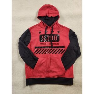 Sean John Mens L SJ98 Red Black Sweatshirt Hoodie Streetwear Pullover